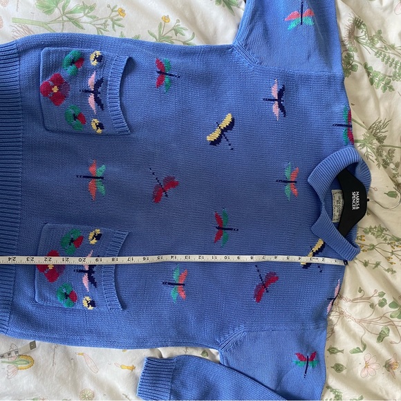 Vintage cotton blue dragonfly sweater jumper - Picture 13 of 16